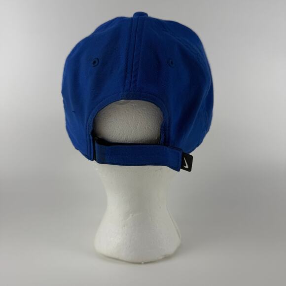 Nike Dri-Fit Baseball Hat Men's M / L Club Cap Blue Adjustable Black Swoosh - Picture 6 of 8